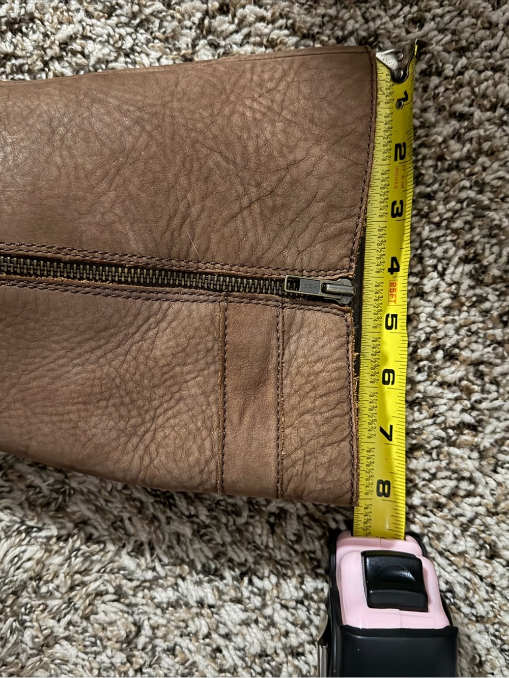 Born Cognac Leather Knee-High Heeled Boots with Buckle - Picture 9 of 9